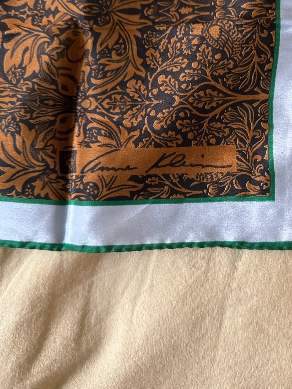 Vintage Anne Klein Silk Autumn Paisley Print Square Scarf
